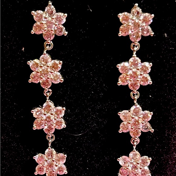 Dangly Rose Quartz Earrings - Picture 2 of 4